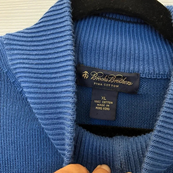 . Brooks Brothers Men's Quarter Zip Sweater Blue XL - Picture 3 of 3